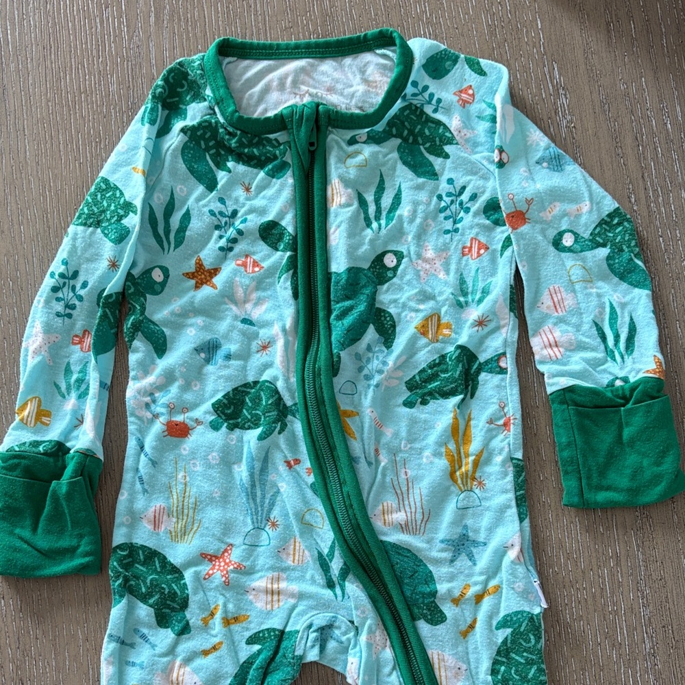 Little Sleepies Turtle Print Footie Pajamas